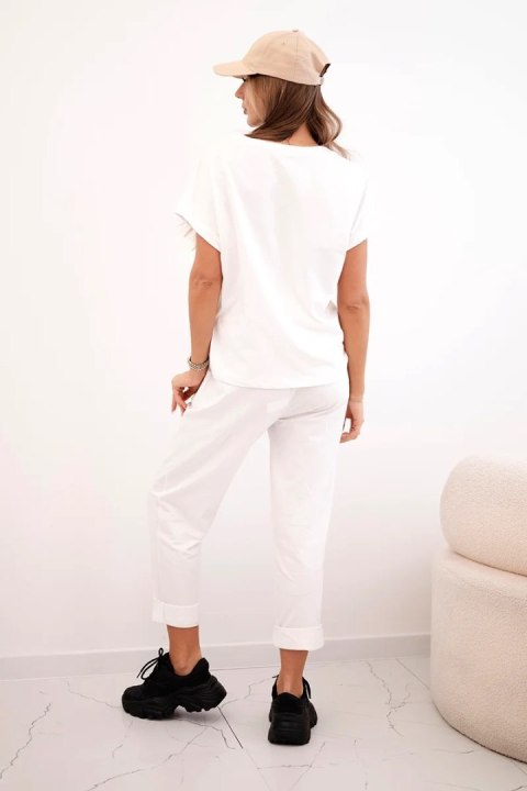 Komplet bawełniany bluzka + spodnie biały