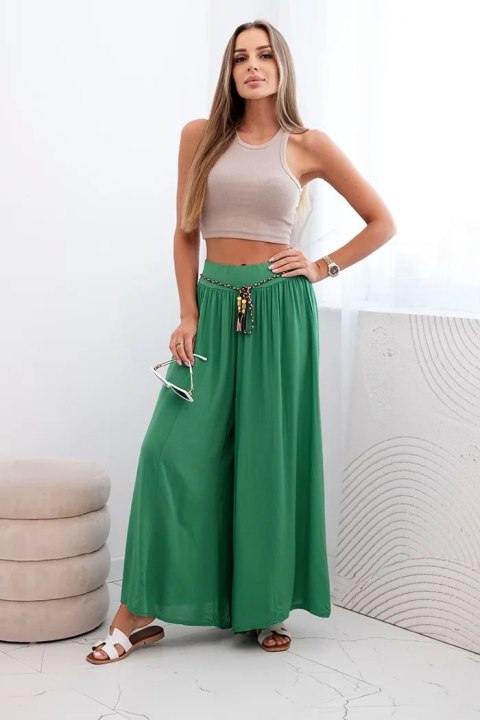 Spodnie damskie z wiskozy z szeroką nogawką zielone
