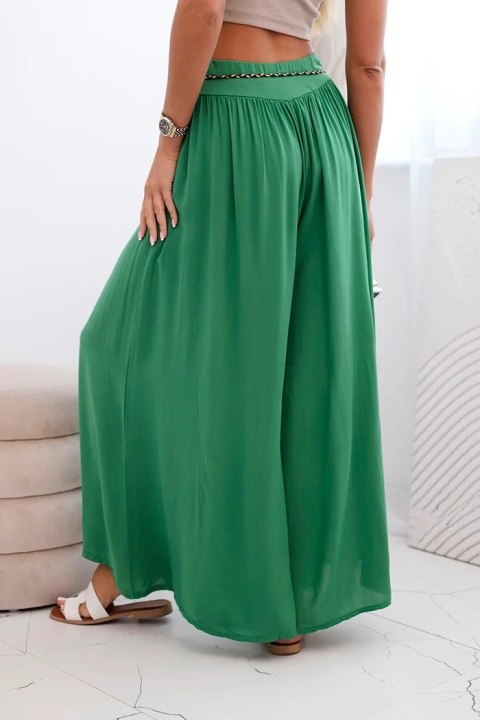 Spodnie damskie z wiskozy z szeroką nogawką zielone