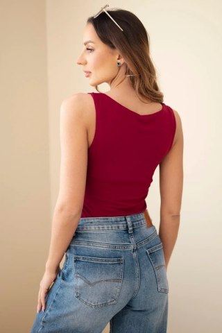 Bluzka damska na ramiączkach z dekoltem jasno bordowa