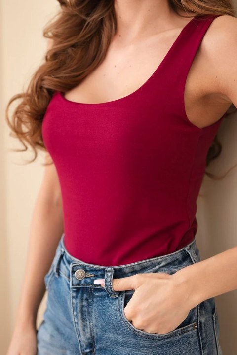 Bluzka damska na ramiączkach z dekoltem jasno bordowa
