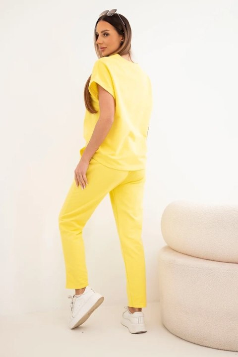 Komplet bawełniany bluzka + spodnie żółty
