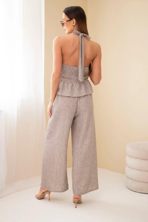 Komplet damski wiskozowy top wiązany i spodnie szeroka nogawka fango