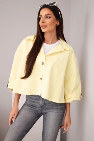 Kurtka damska wiosenna bawełniana zapinana na guziki z kołnierzem żółta