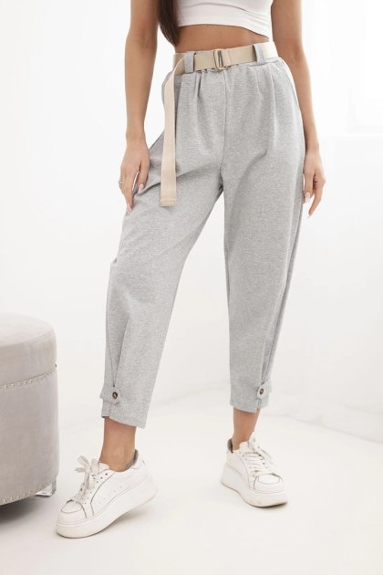 Spodnie Summer Punto z zapięciem na nogawkach szary melanż