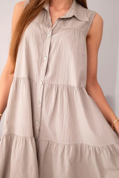 Sukienka damska bawełniana koszulowa bez rękawów z guzikami fango