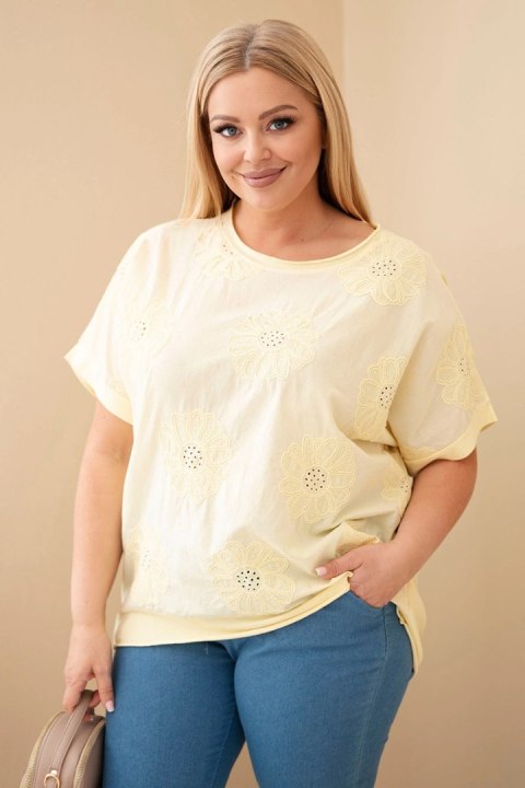 Żółta bluzka damska Plus Size bawełniana
