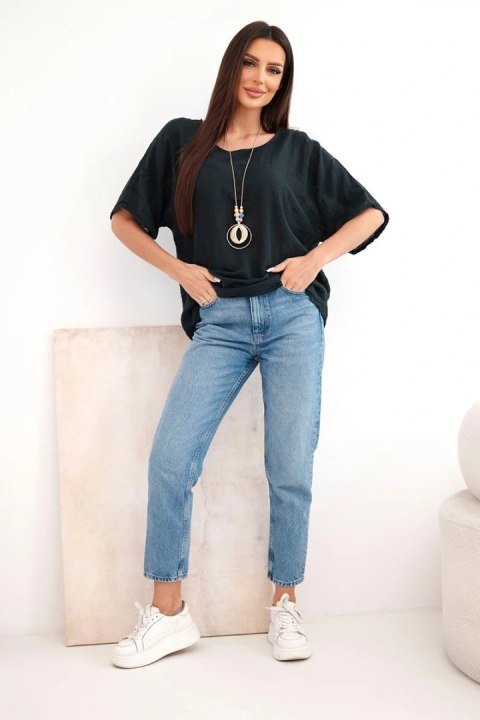 Bluzka damska bawełniana oversize z krótkim rękawem czarna
