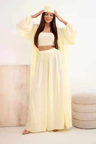 Komplet damski wiskozowy 4-częściowy w stylu boho żółty