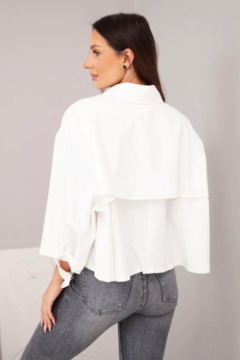 Kurtka damska wiosenna bawełniana zapinana na guziki z kołnierzem ecru