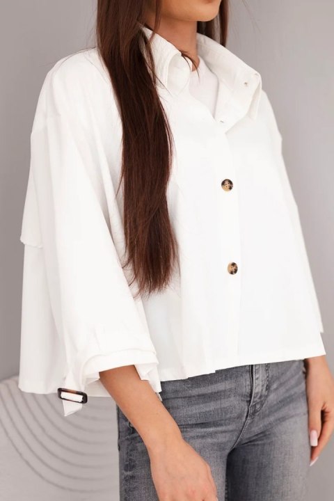 Kurtka damska wiosenna bawełniana zapinana na guziki z kołnierzem ecru