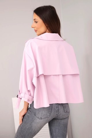 Kurtka damska wiosenna bawełniana zapinana na guziki z kołnierzem jasno fioletowa