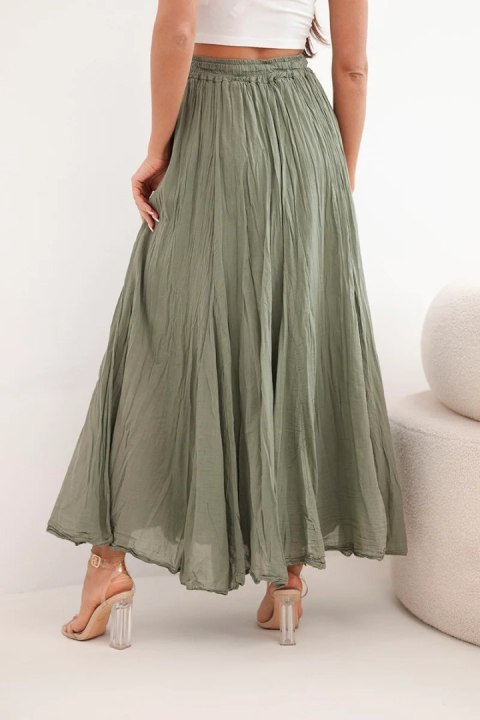 Spódnica damska maxi bawełniana z gumką w pasie khaki