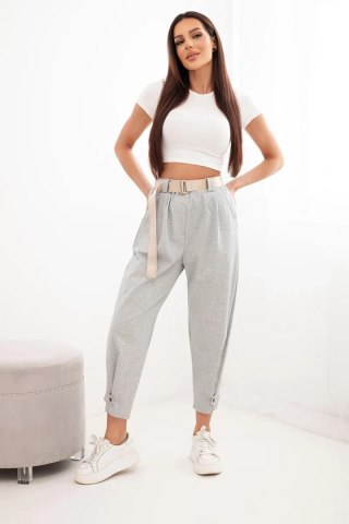 Spodnie Summer Punto z zapięciem na nogawkach szary melanż