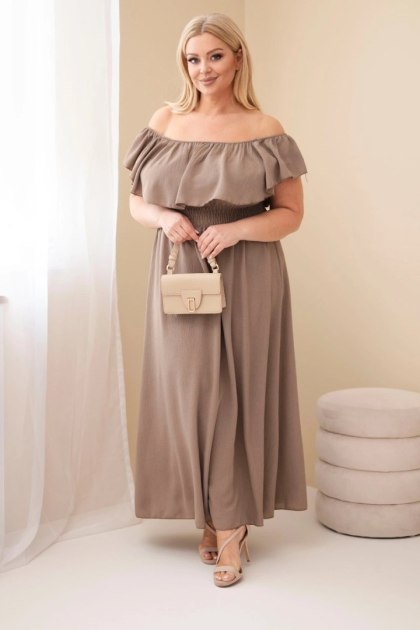 Sukienka damska Plus Size z falbaną i elastyczną talią fango