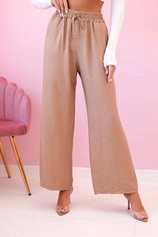 Spodnie z wiskozy z szeroką nogawką camelowe