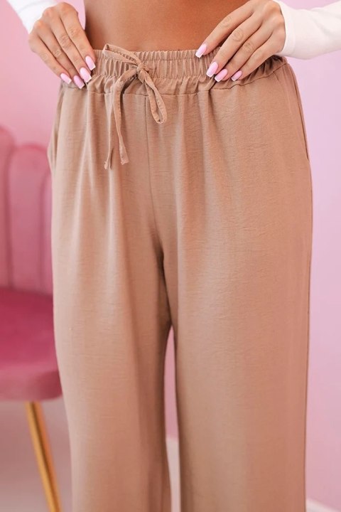 Spodnie z wiskozy z szeroką nogawką camelowe