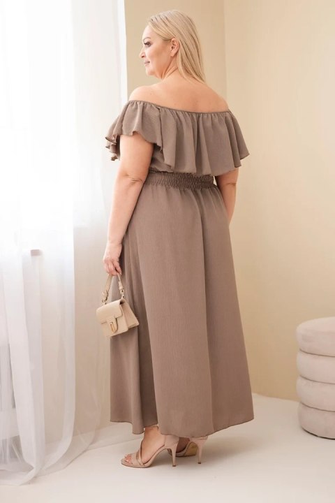 Sukienka damska Plus Size z falbaną i elastyczną talią fango