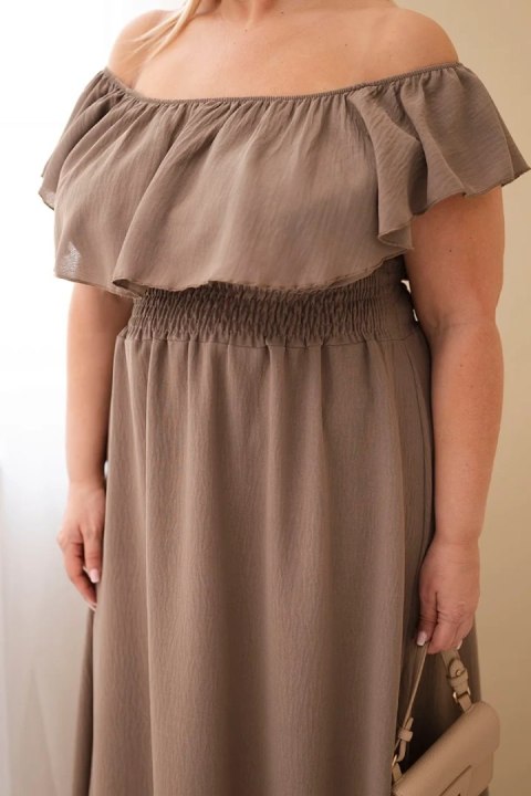 Sukienka damska Plus Size z falbaną i elastyczną talią fango