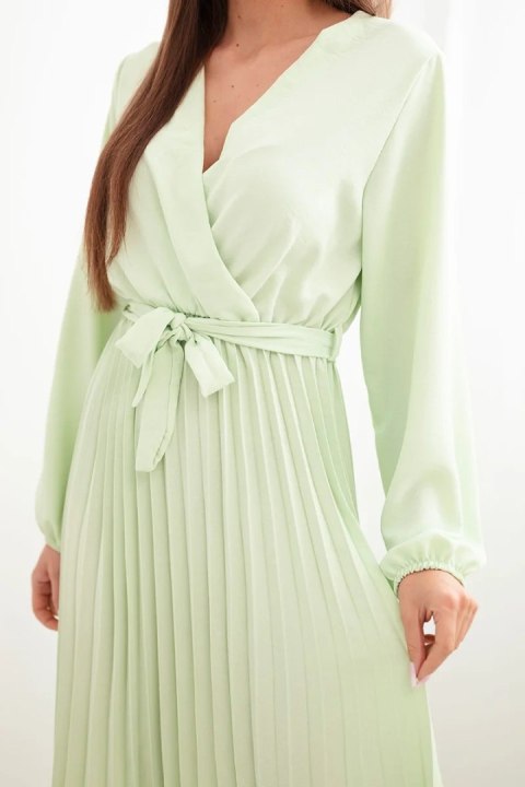 Sukienka wiązana z plisowanym dołem jabłkowa