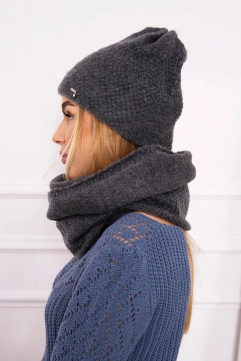 Grafitowy komplet dzianinowy z moherem i wełną Perła