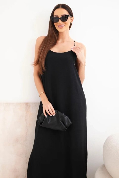 Sukienka długa na ramiączka czarna
