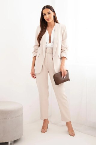 Komplet elegancki marynarki ze spodniami beżowy