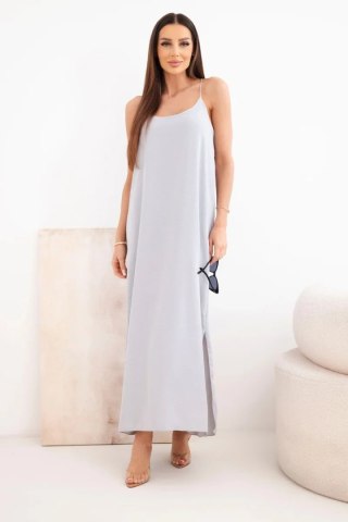 Sukienka długa na ramiączka szara