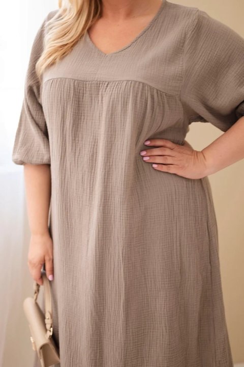 Sukienka damska Plus Size bawełniana muślinowa z dekoltem V fango