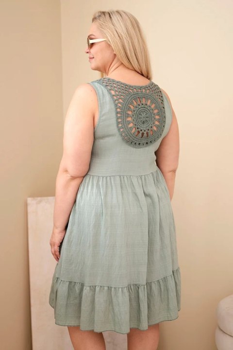 Sukienka damska Plus Size wiskozowa z koronką bez rękawów khaki
