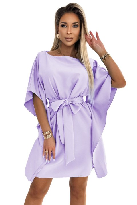 287-29 SOFIA Kobieca sukienka motyl z wiązaniem w pasie - WRZOSOWA - S/M