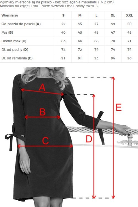 195-12 ALICE Trapezowa sukienka mini z kokardą i wiązanymi rękawami - beżowa - XXL