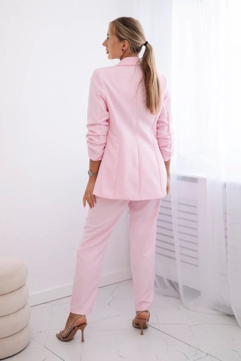 Cukierkowy różowy komplet damski marynarka i spodnie