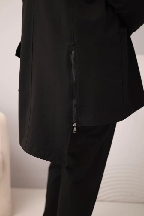 Komplet damski bawełniany Plus Size z bluzą i spodniami czarny