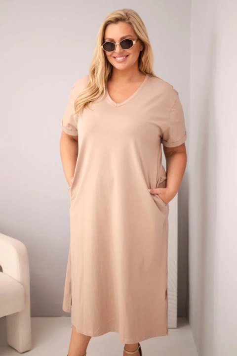 Fango sukienka Plus Size midi z dekoltem w serek