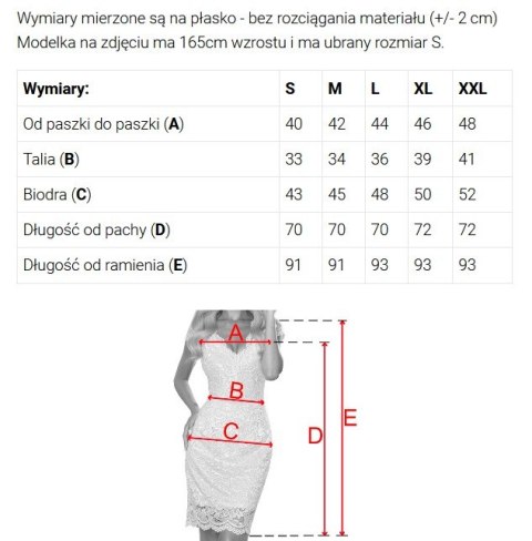 316-10 Koronkowa sukienka z krótkim rękawkiem i dekoltem - BRZOSKWINIOWA - XL