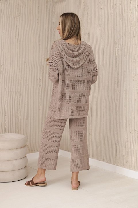 Ażurowy komplet damski z rayonu w kolorze fango