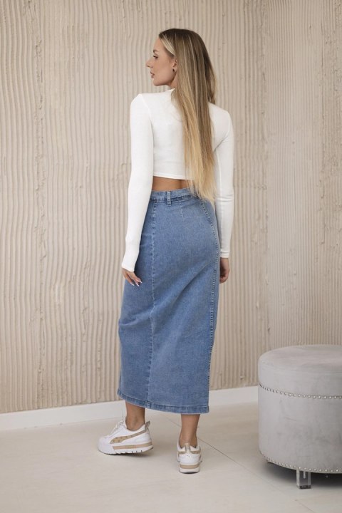 Jasna spódnica długa jeansowa z guzikami