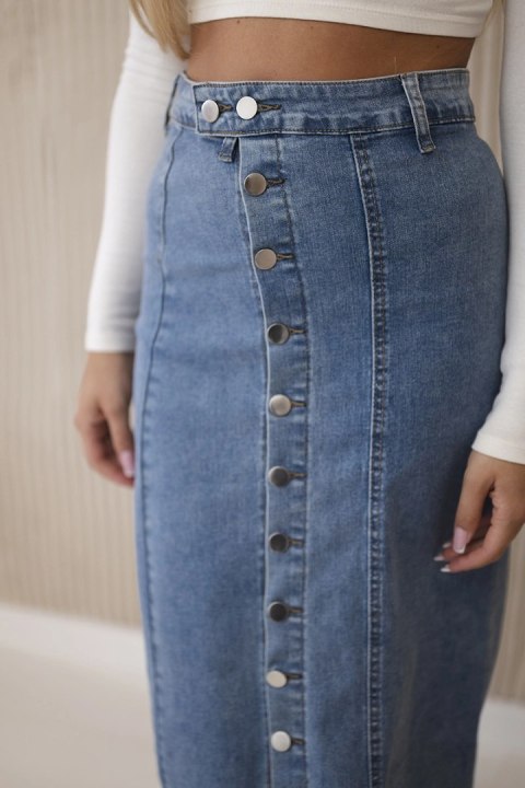 Jasna spódnica długa jeansowa z guzikami