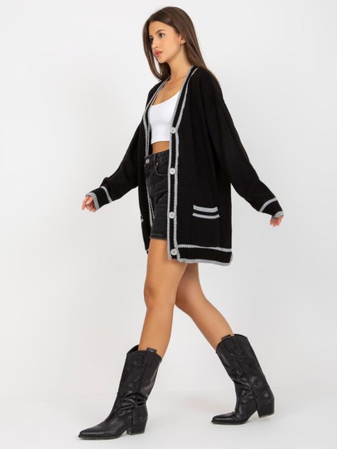 Dłuższy Sweter Rozpinany z Kieszeniami RUE PARIS LC-SW-0333.06X