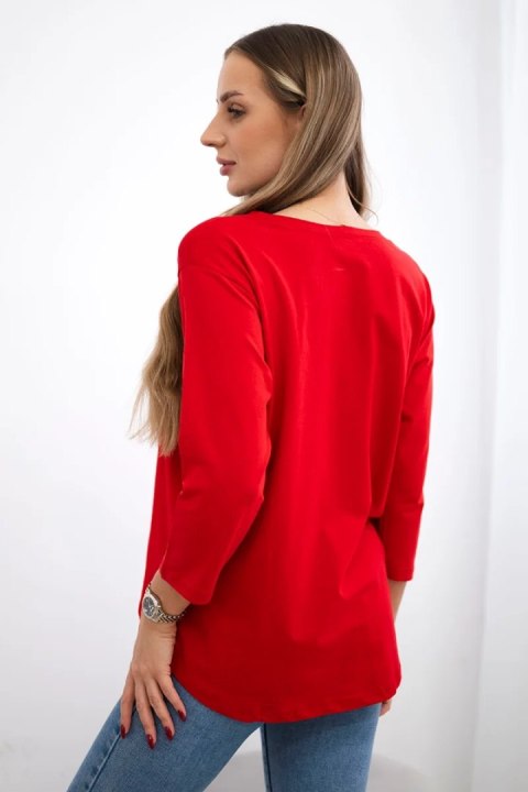 Bluzka z grafiką kota 3D czerwona