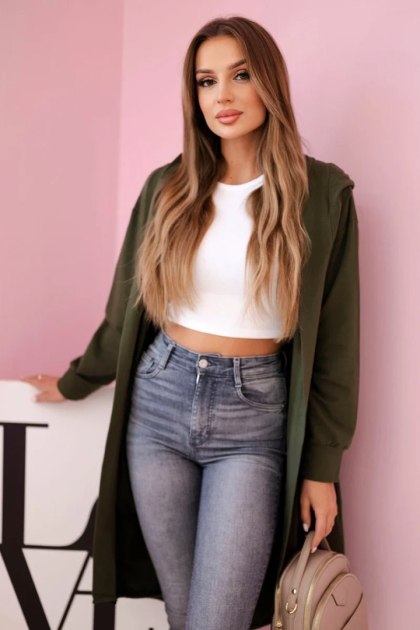 Narzutka z kapturem oversize khaki