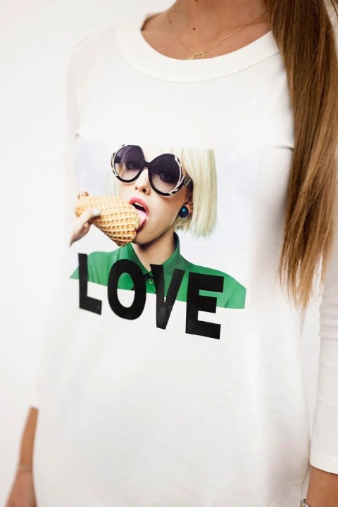 Sukienka z nadrukiem Love ecru