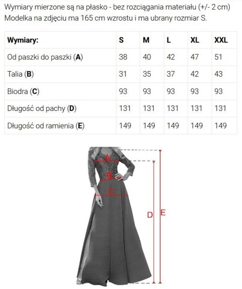 640-3 LORETTA wyjątkowa długa sukienka z tiulowymi rękawami i dekoltem - granatowa - XXL