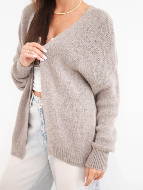 Sweter damski z alpaką bez zapięcia i długim rękawem fango