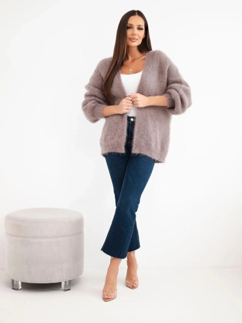 Sweter damski w 80% z kid moheru o luźnym fasonie bez zapięcia fango