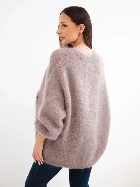 Sweter damski w 80% z kid moheru o luźnym fasonie bez zapięcia fango