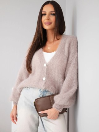 Sweter damski w 80% z kid moheru zapinany na guziki o luźnym kroju fango