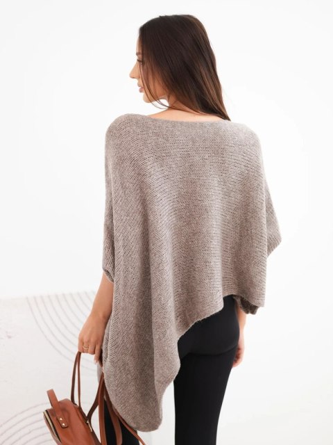 Sweter damski ponczo z moherem asymetryczny z szerokim dekoltem fango