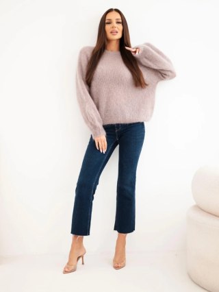 Sweter damski w 80% z kid moheru z długim rękawem i okrągłym dekoltem fango